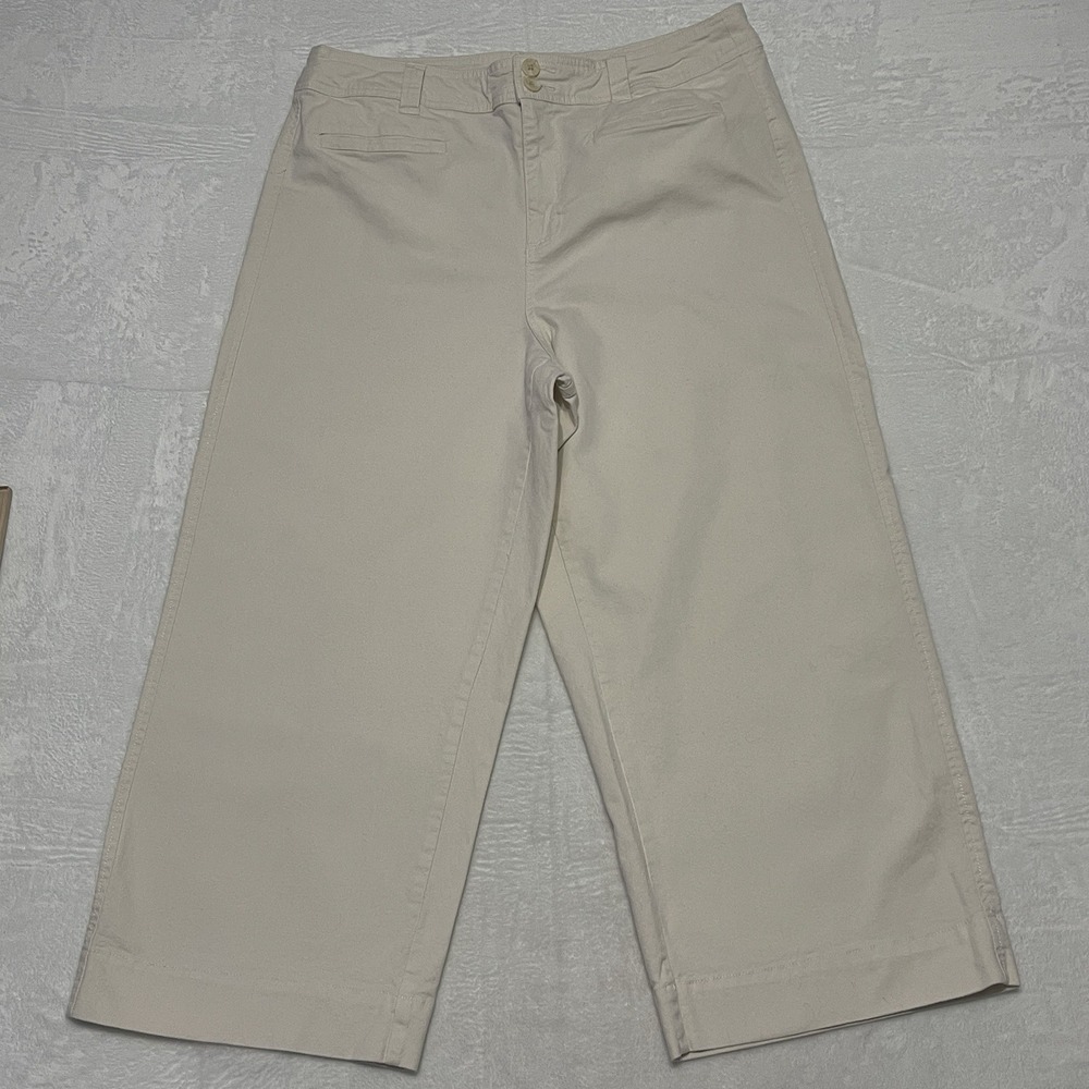 A New Day‎ Wide Leg Crop Pants Womens 16 Beige Excellent Stretch High Rise